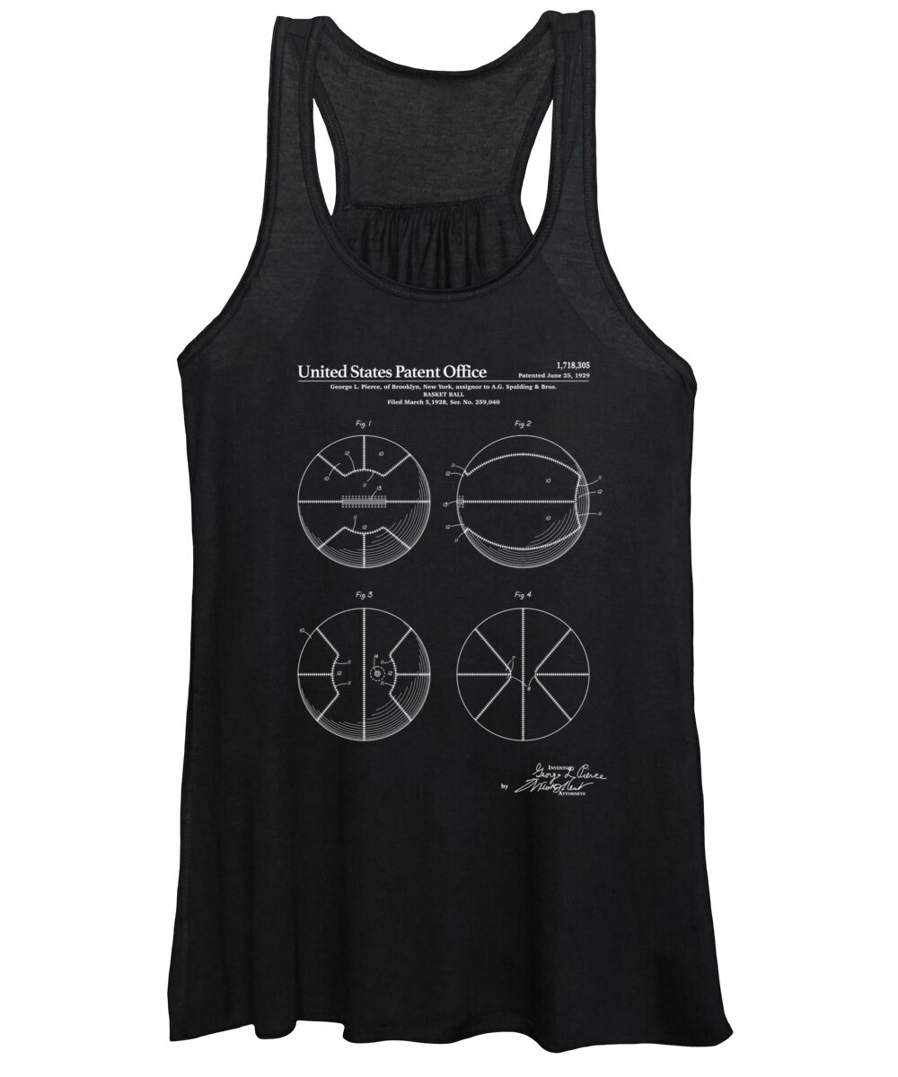 Patent Women's Tank Top featuring the digital art Basketball Patent - Black by Finlay McNevin