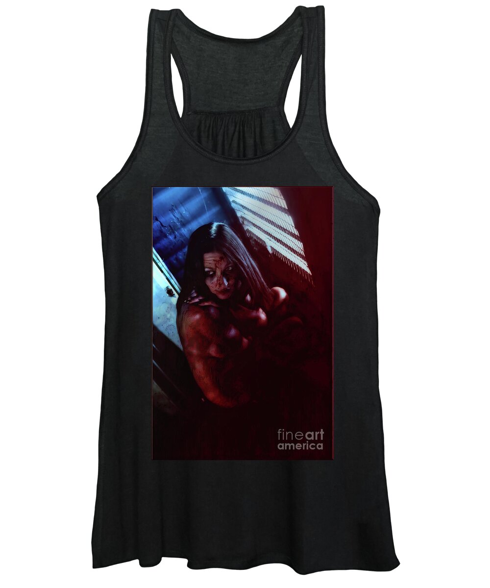 Dark Women's Tank Top featuring the digital art Blood Soaked by Recreating Creation