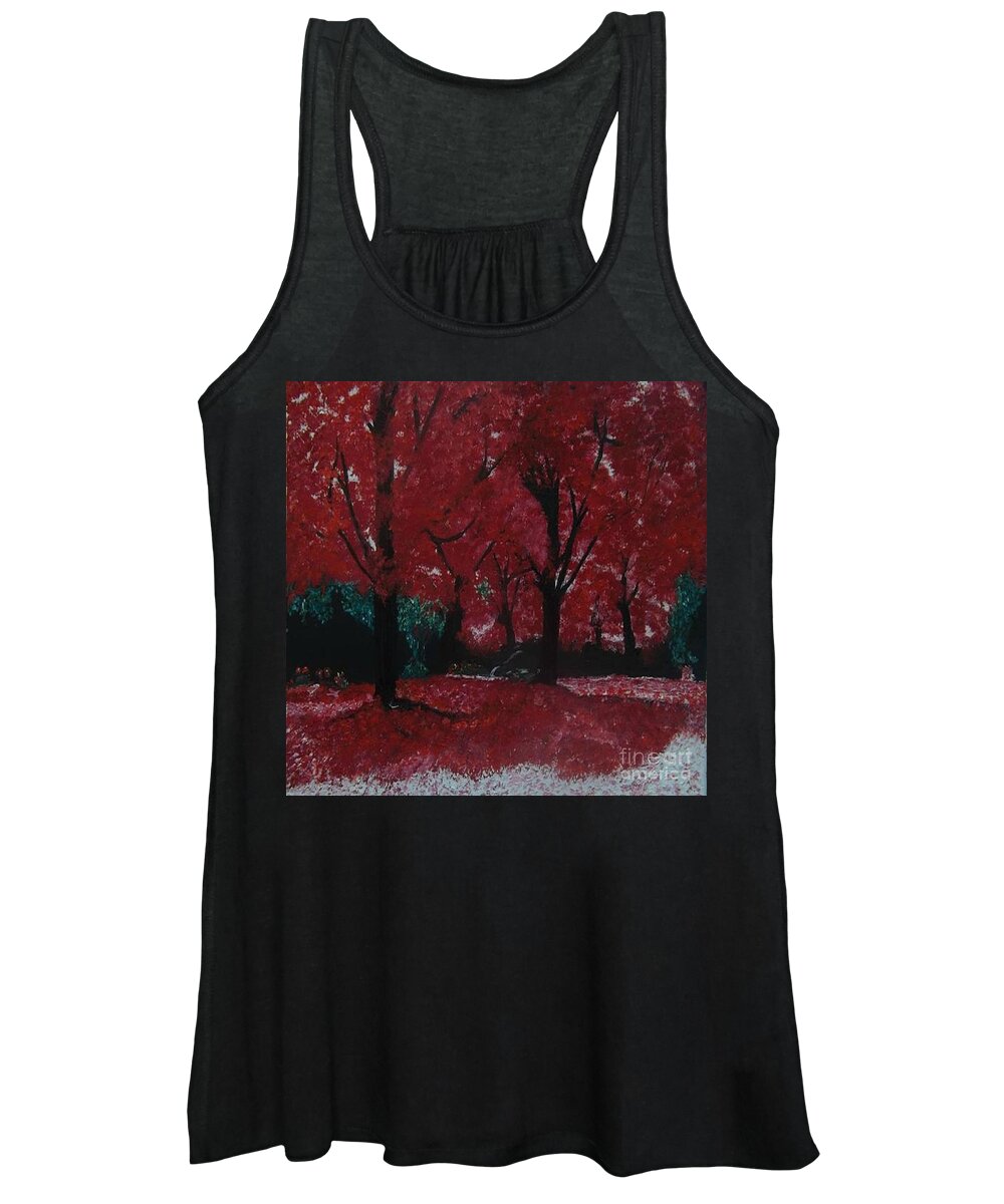 Acrylic Women's Tank Top featuring the painting Blooming Red by Denise Morgan