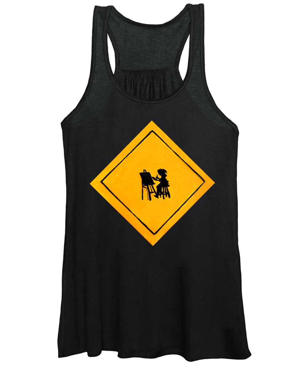 Artist Women's Tank Top featuring the painting Caution Artist at Play by Shana Rowe Jackson