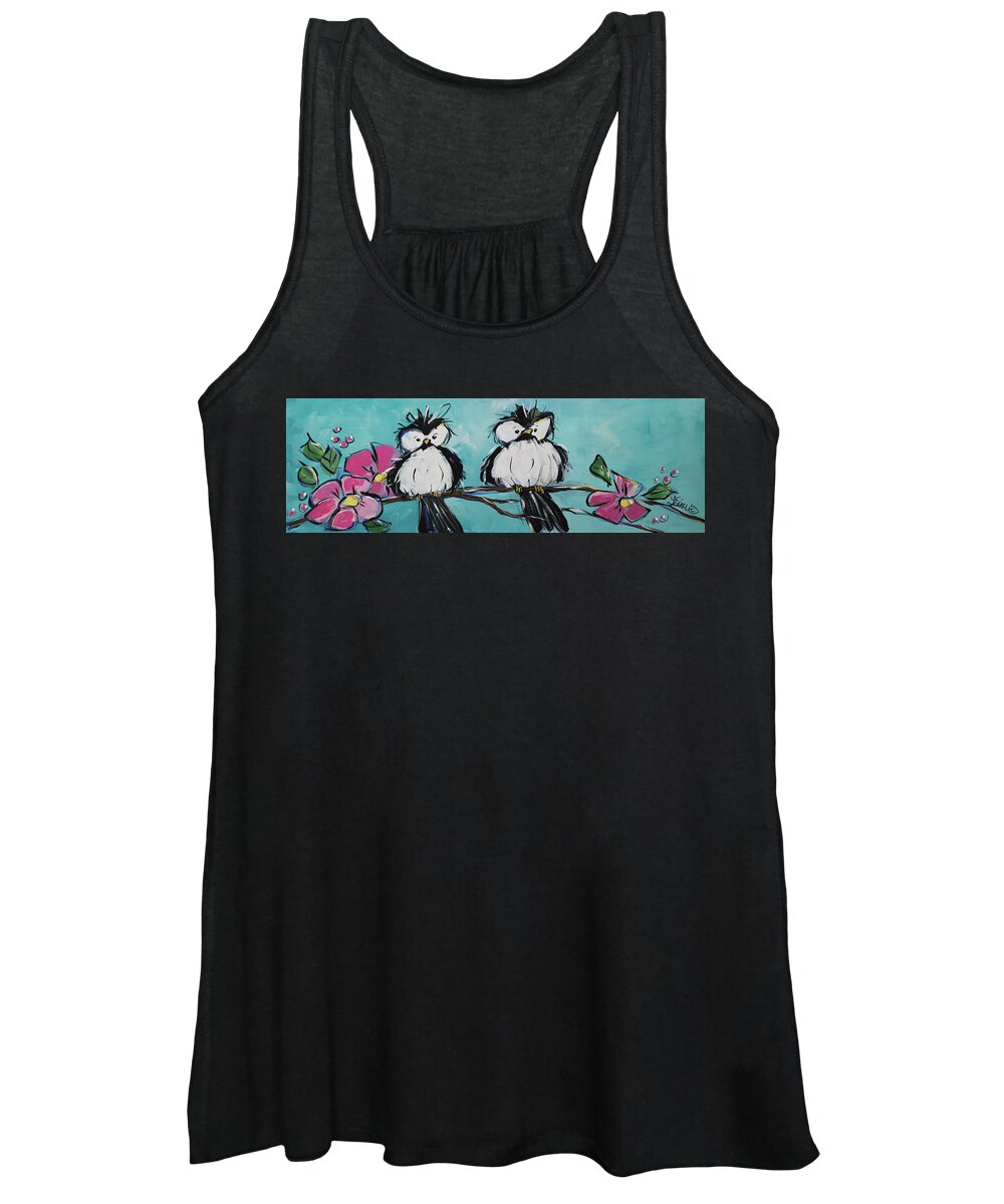 Birds Women's Tank Top featuring the painting Chickadee Twins by Terri Einer