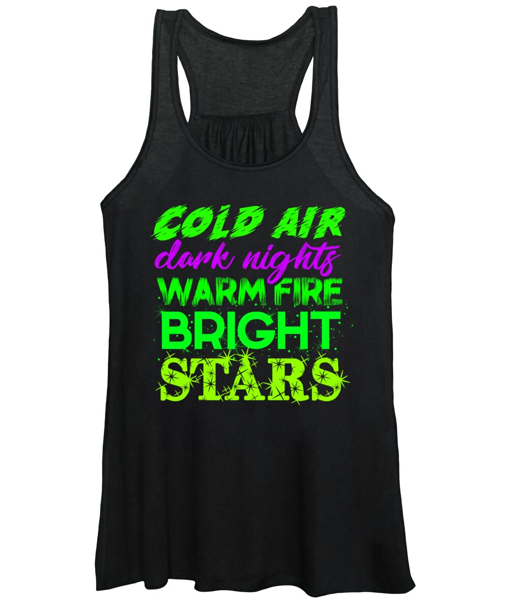 Camping Cabins Women's Tank Top featuring the digital art Cold air dark nights warm fire bright stars 3 by Lin Watchorn