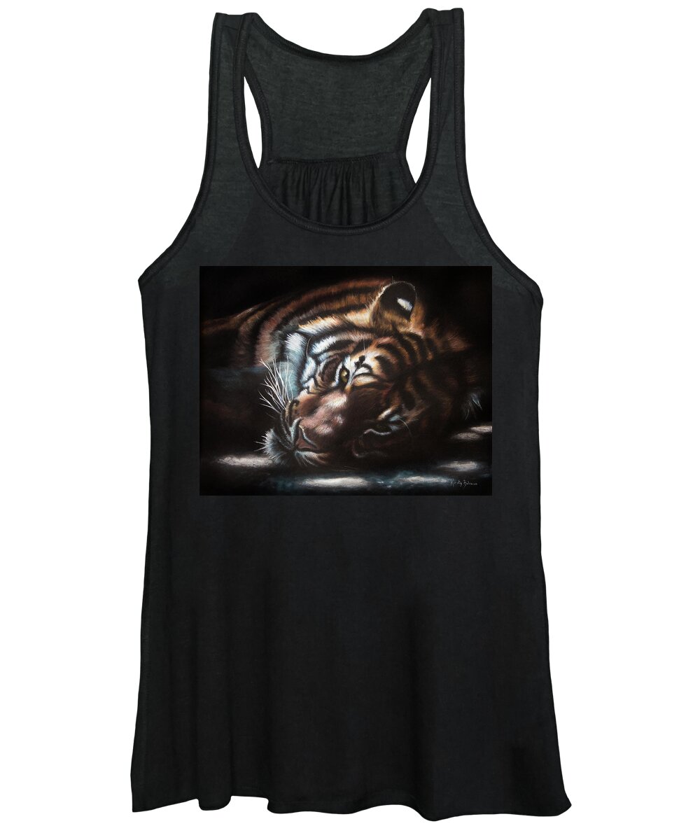 Tiger Women's Tank Top featuring the painting Content by Kirsty Rebecca