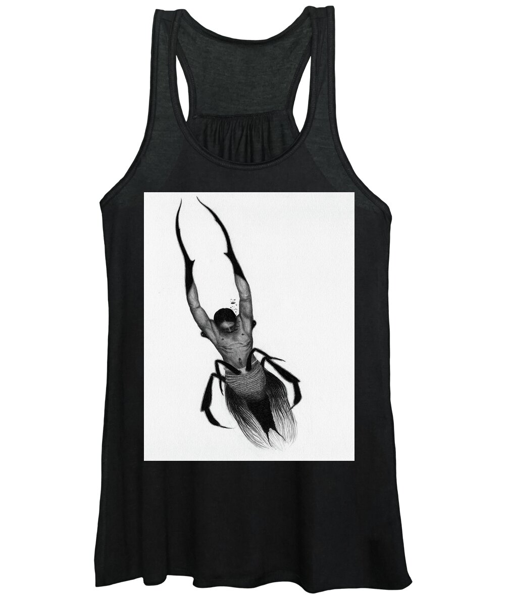 Horror Women's Tank Top featuring the drawing Drowned Samurai Kaito - Artwork by Ryan Nieves