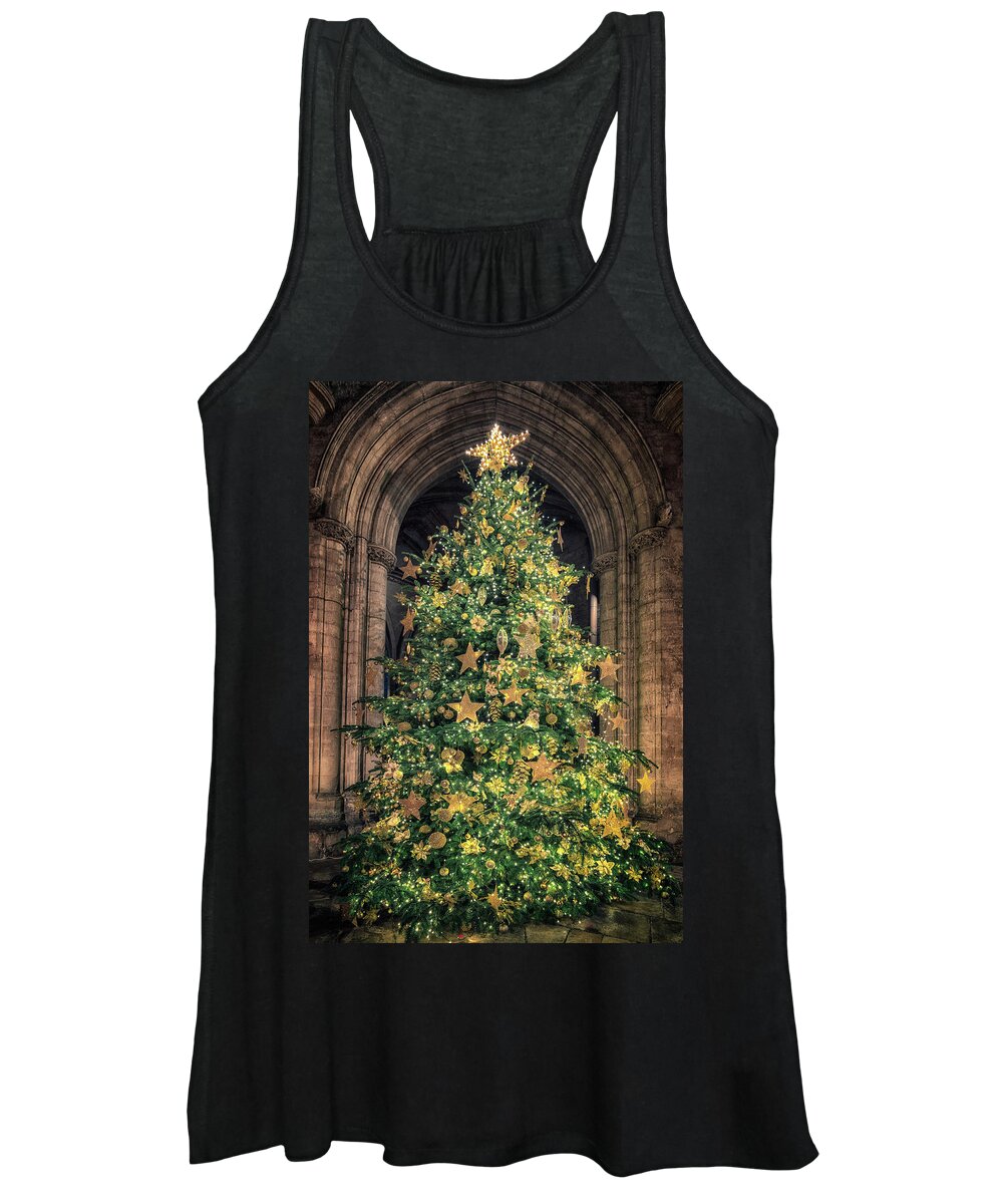 Cambridgeshire Women's Tank Top featuring the photograph Ely Cathedral Christmas Tree 2018 by James Billings