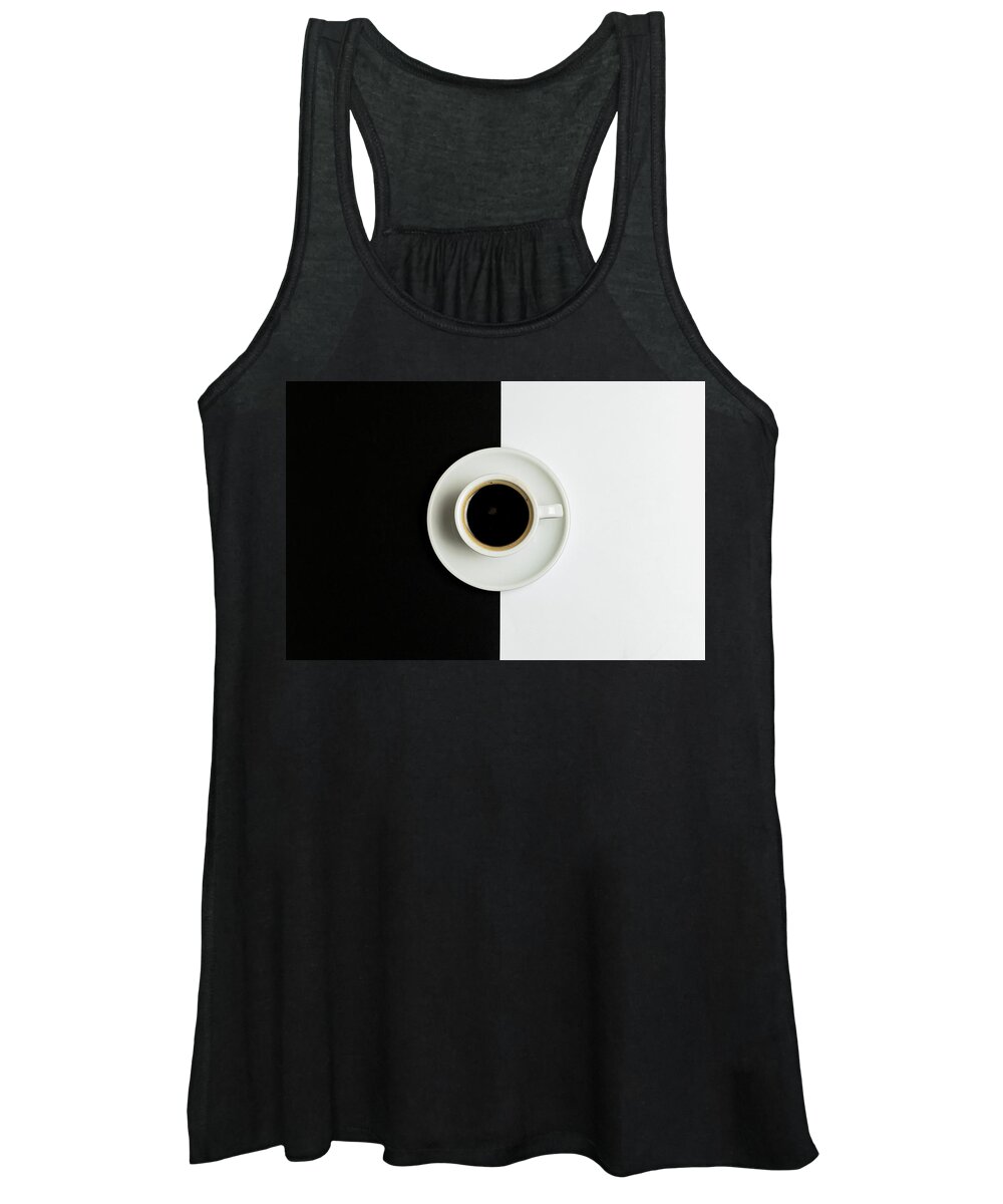 Coffee Women's Tank Top featuring the photograph Espresso coffee on a white pot by Michalakis Ppalis
