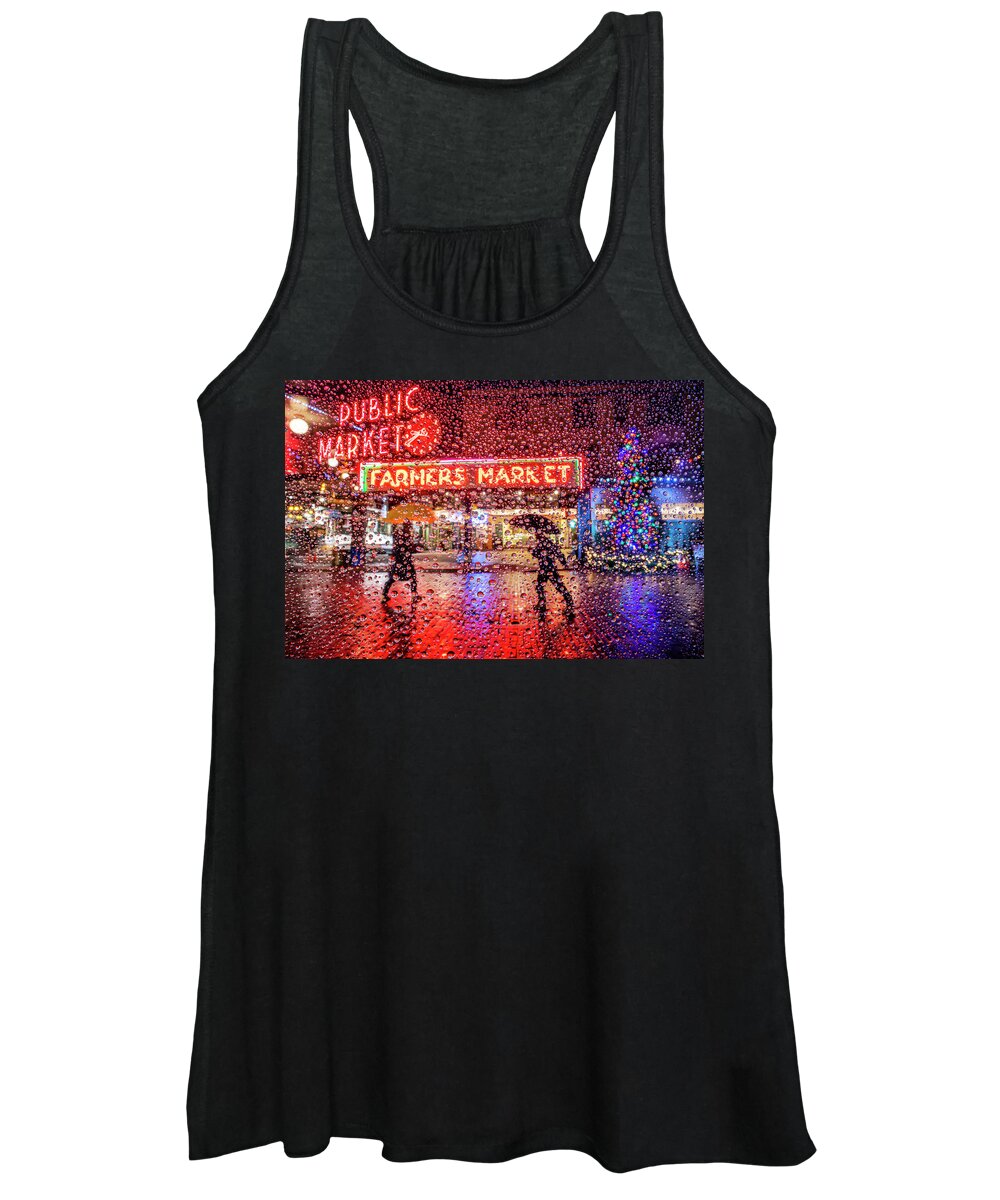 Pike Place Market Women's Tank Top featuring the photograph Festive Pike Place Market by Yoshiki Nakamura