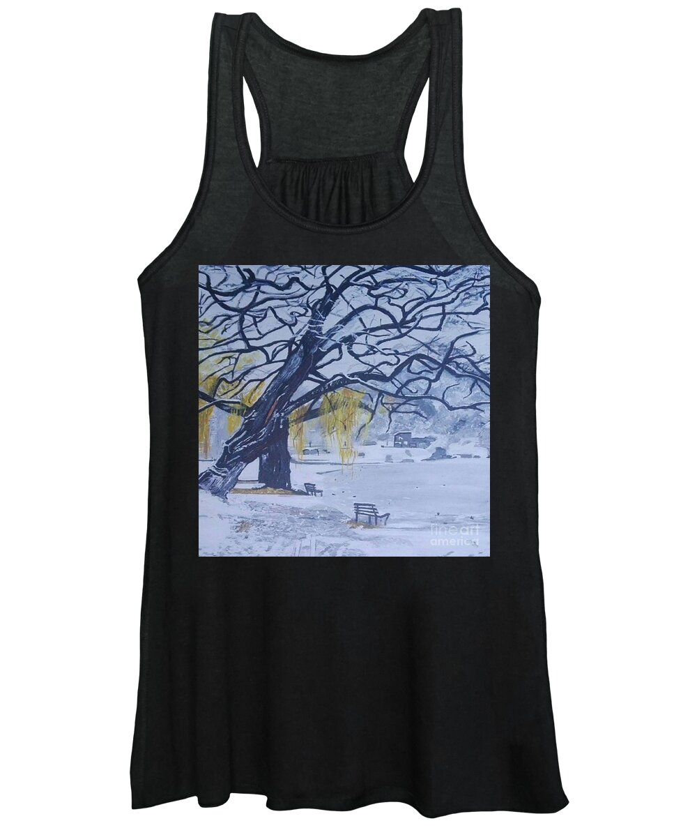 Acrylic Painting Women's Tank Top featuring the painting Frozen Lake by Denise Morgan