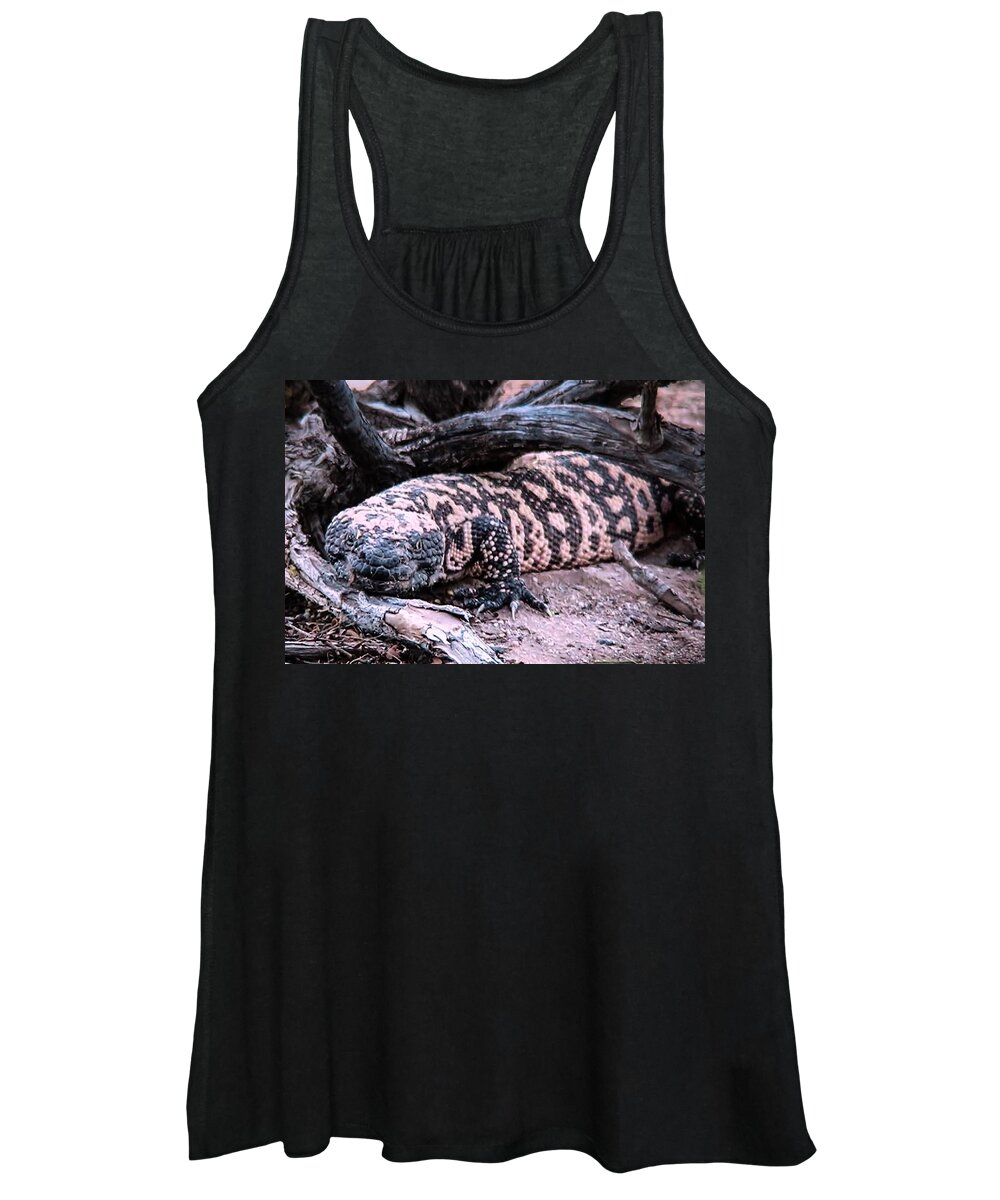 Animals Women's Tank Top featuring the photograph Gila Monster Under Creosote Bush by Judy Kennedy