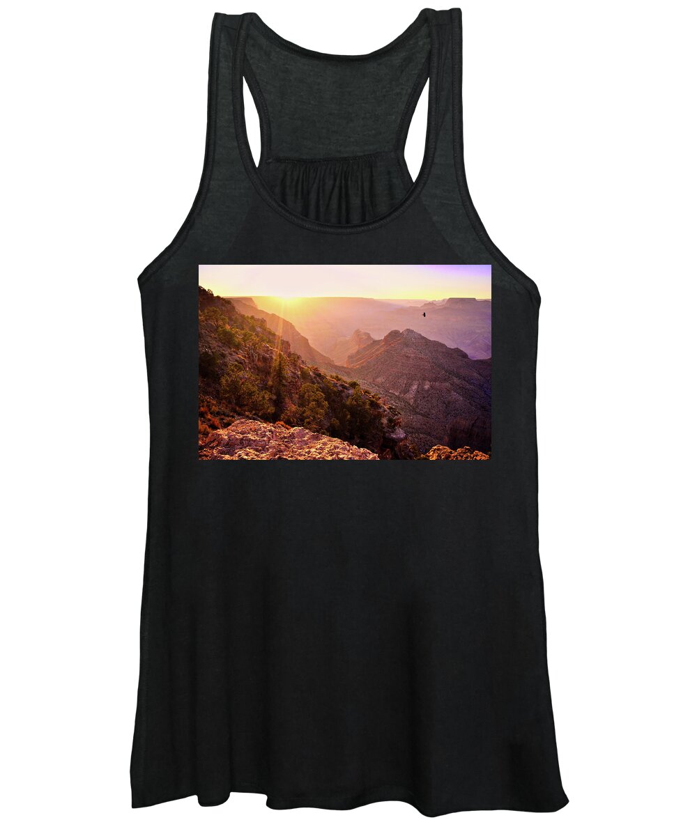 Grand Canyon Women's Tank Top featuring the photograph Grand Canyon Sunset Bird by Chance Kafka