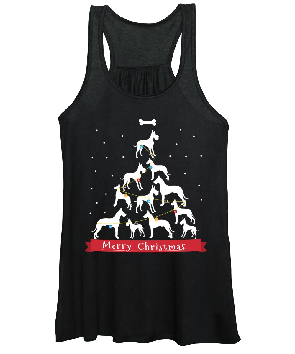 Newly-weds Women's Tank Top featuring the digital art Great Dane Christmas Tree by Jose O