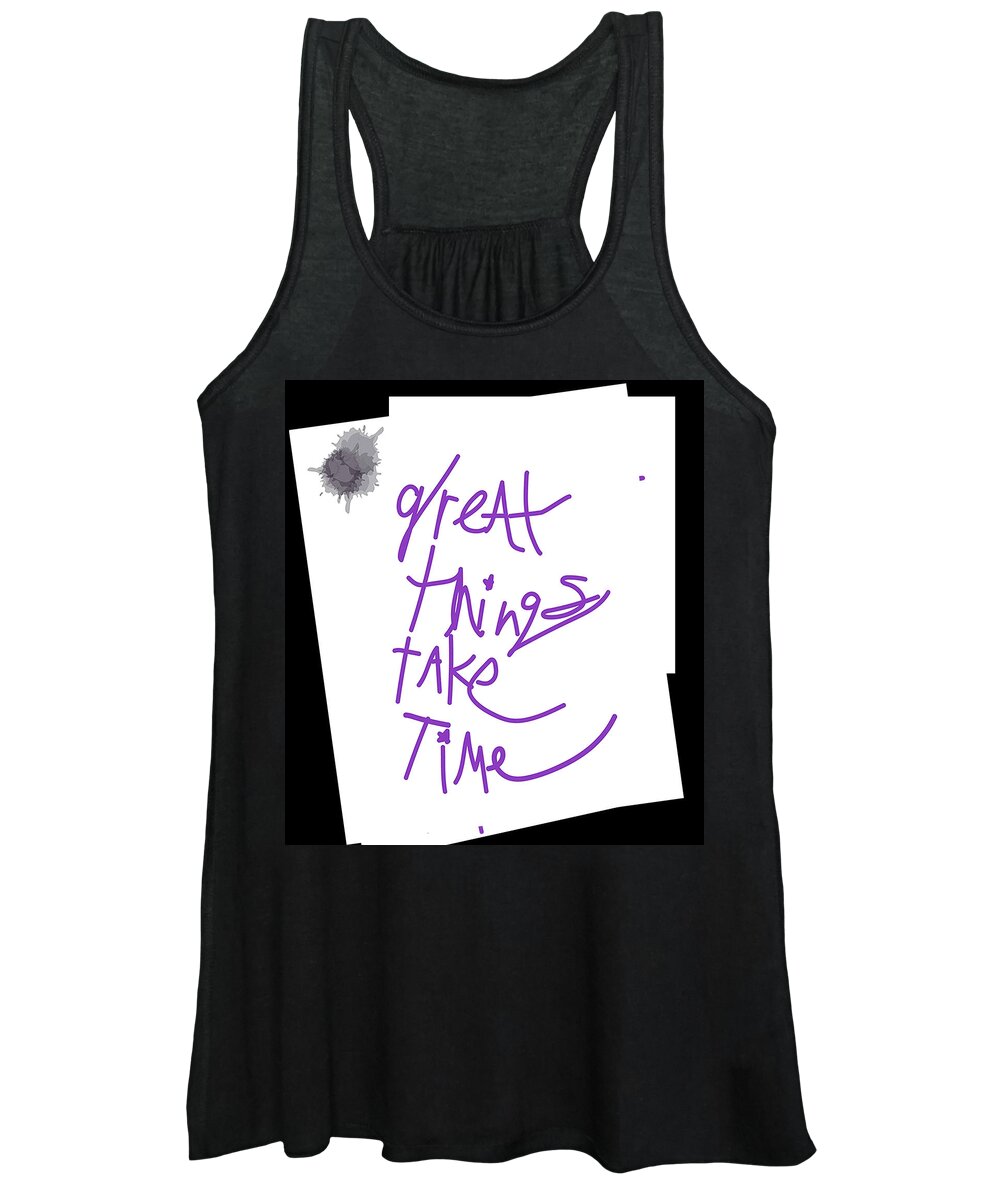Words Women's Tank Top featuring the drawing Great Things by Ashley Rice