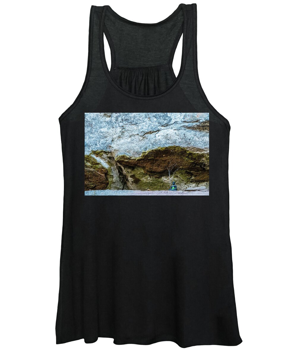 Buddah Women's Tank Top featuring the photograph Green Buddha and the flying trapeze by Jeremy Holton