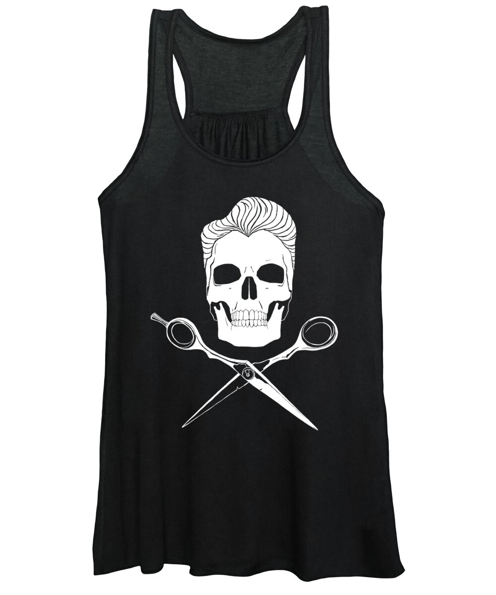 Skull Women's Tank Top featuring the painting Hairy Cutter by Yom Tov Blumenthal