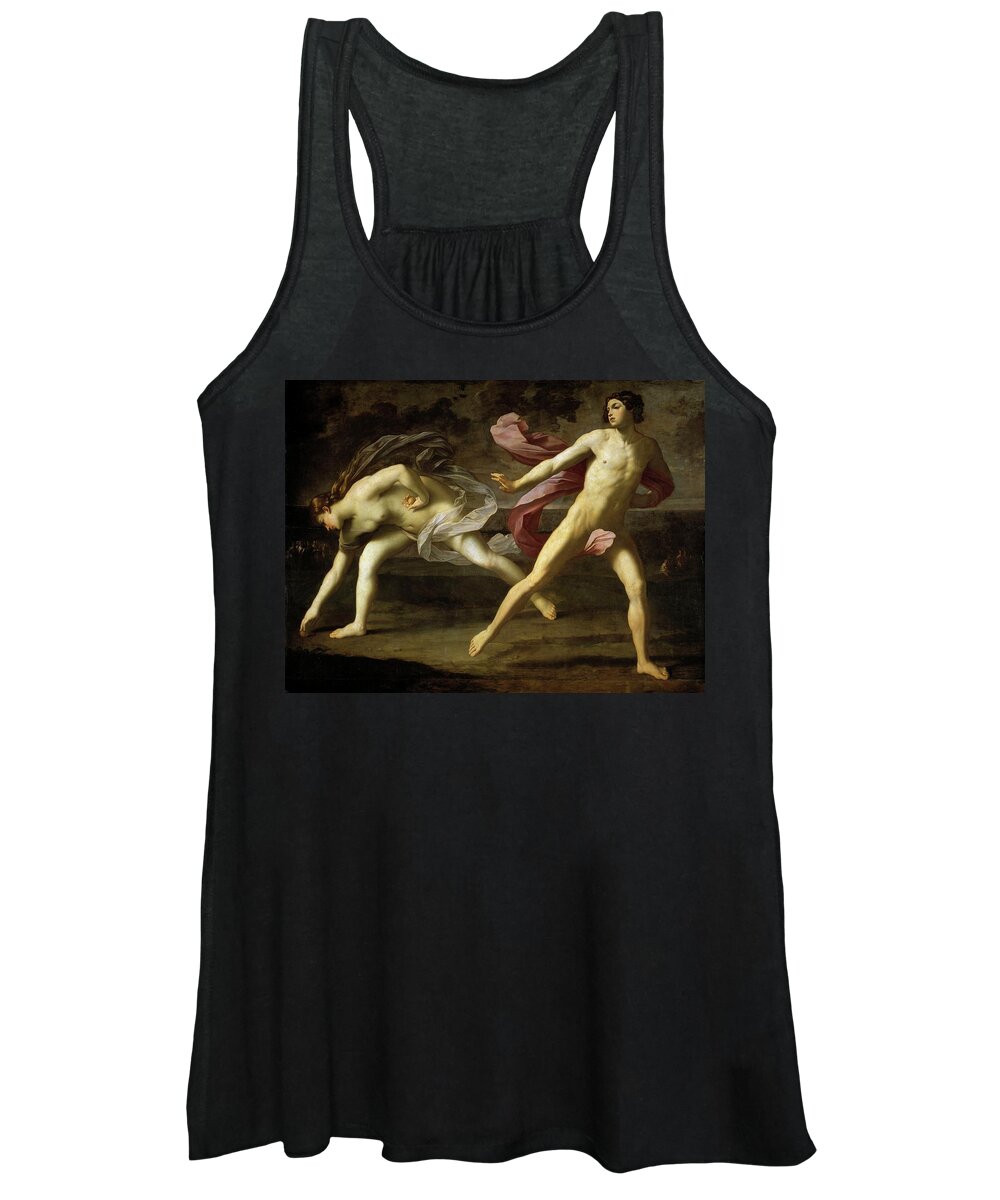 Guido Reni Women's Tank Top featuring the painting 'Hippomenes and Atalanta', 1618-1619, Italian School, Oil on canvas, 206 cm x 297 cm... by Guido Reni -1575-1642-