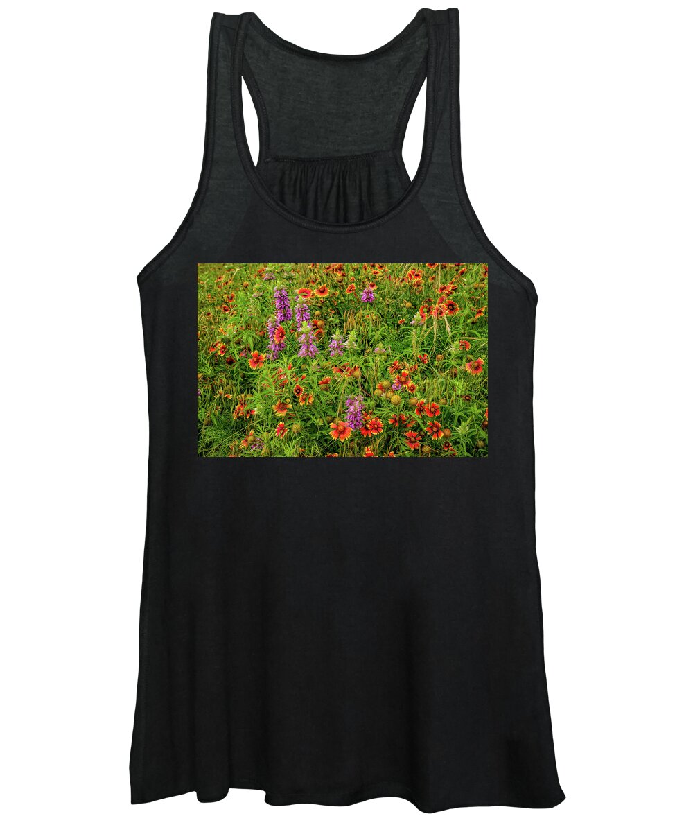 Texas Wildflowers Women's Tank Top featuring the photograph Horsemint And Indian Blankets by Johnny Boyd