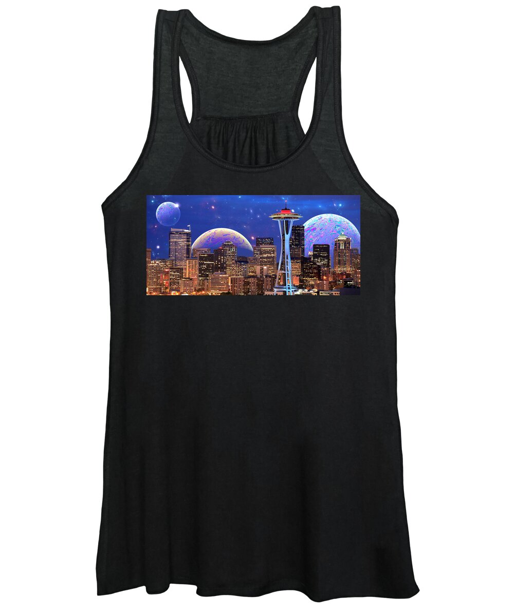 Seattle Women's Tank Top featuring the digital art Imagine the Night by Paisley O'Farrell