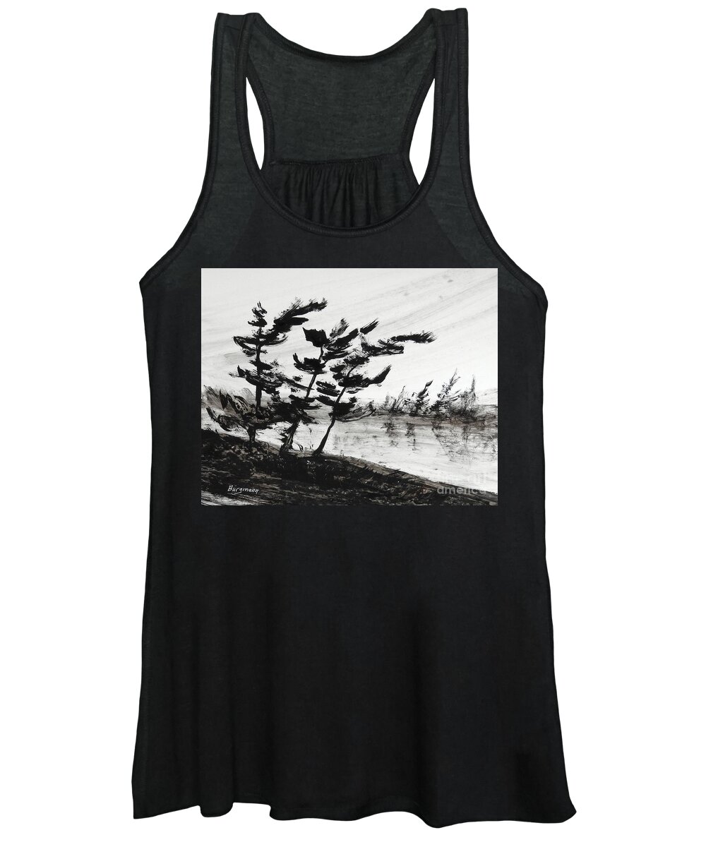 Landscape Women's Tank Top featuring the painting Ink Pochade 1 by Petra Burgmann