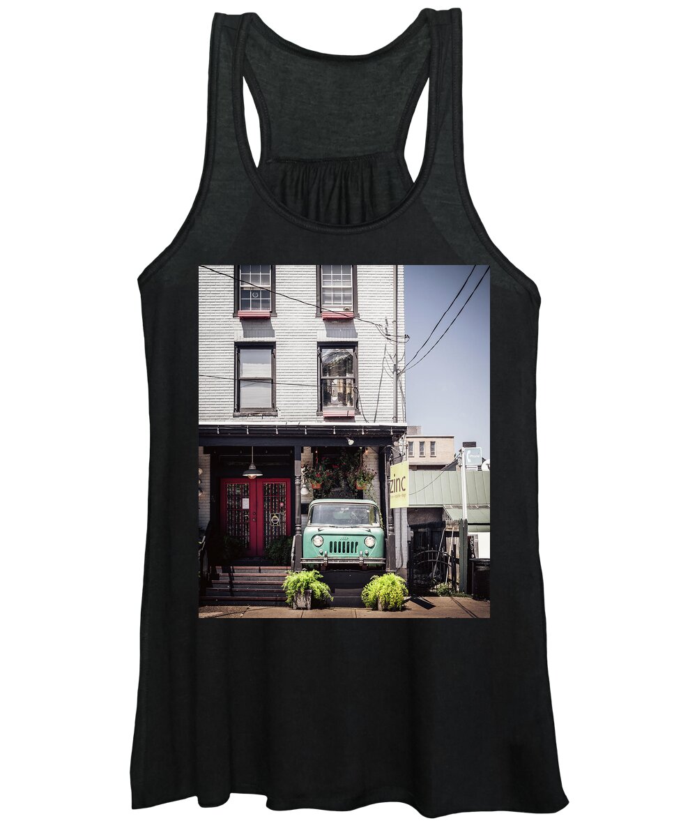 Lambertville Women's Tank Top featuring the photograph Jeep On The Porch by Steve Stanger