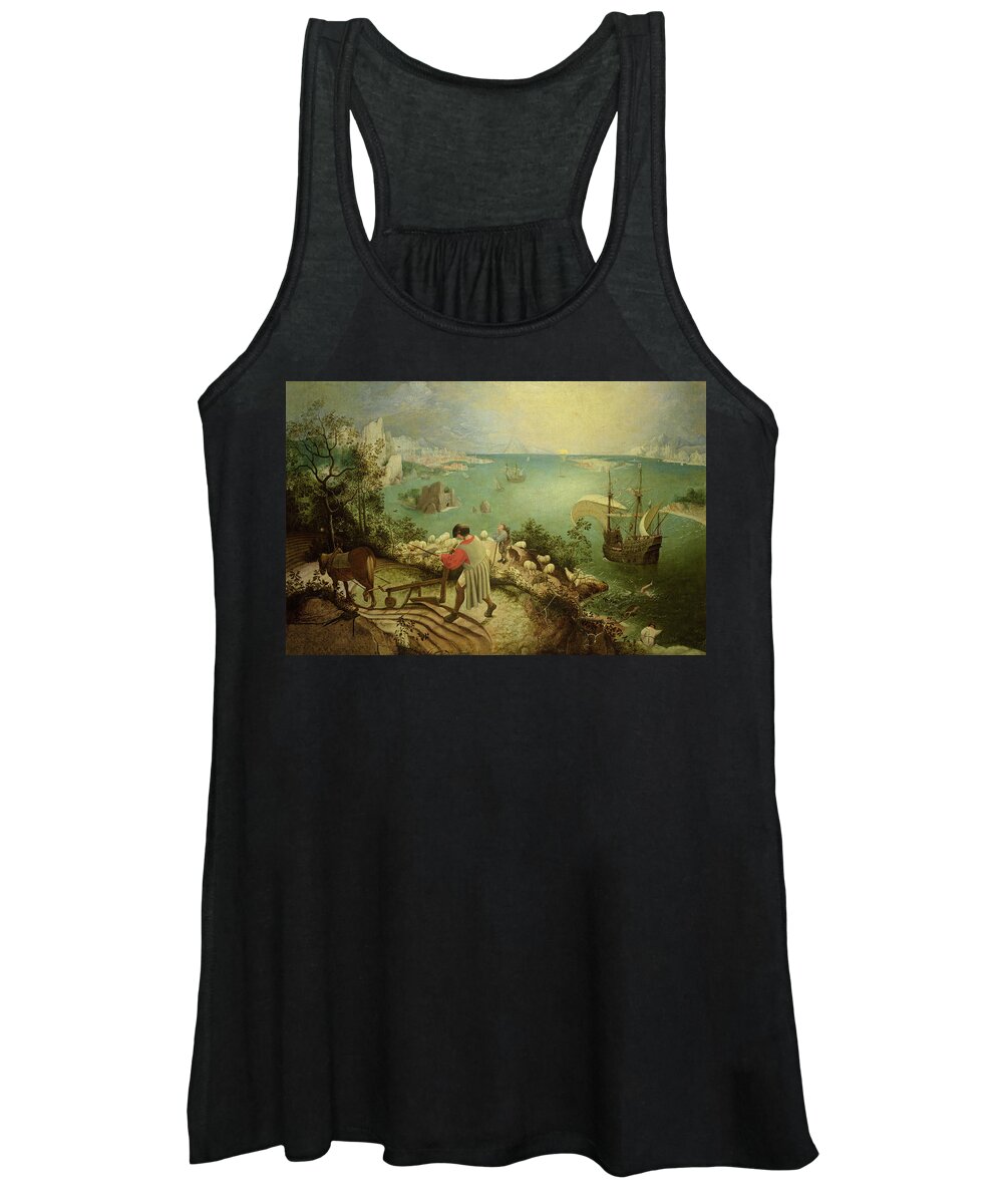 Pieter Bruegel The Elder Women's Tank Top featuring the painting Landscape with the Fall of Icarus, 1560 by Pieter Bruegel the Elder