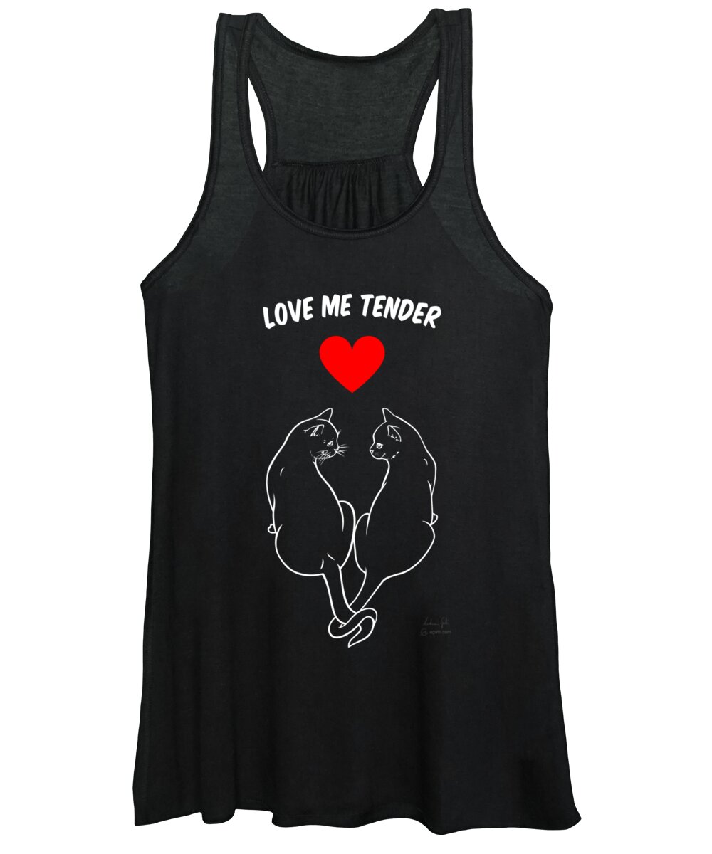 Cat Women's Tank Top featuring the digital art Love Me Tender white by Andrea Gatti