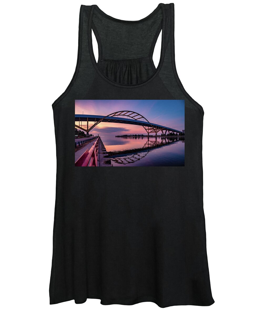 Lake Michigan Women's Tank Top featuring the photograph Magenta Morning by Kristine Hinrichs
