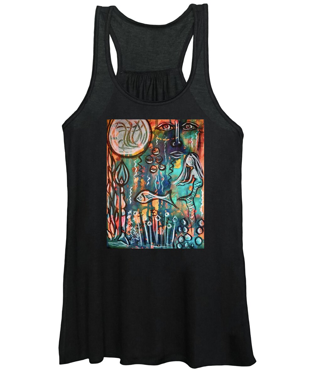 Mermaid Women's Tank Top featuring the mixed media Mermaids Dream by Mimulux Patricia No