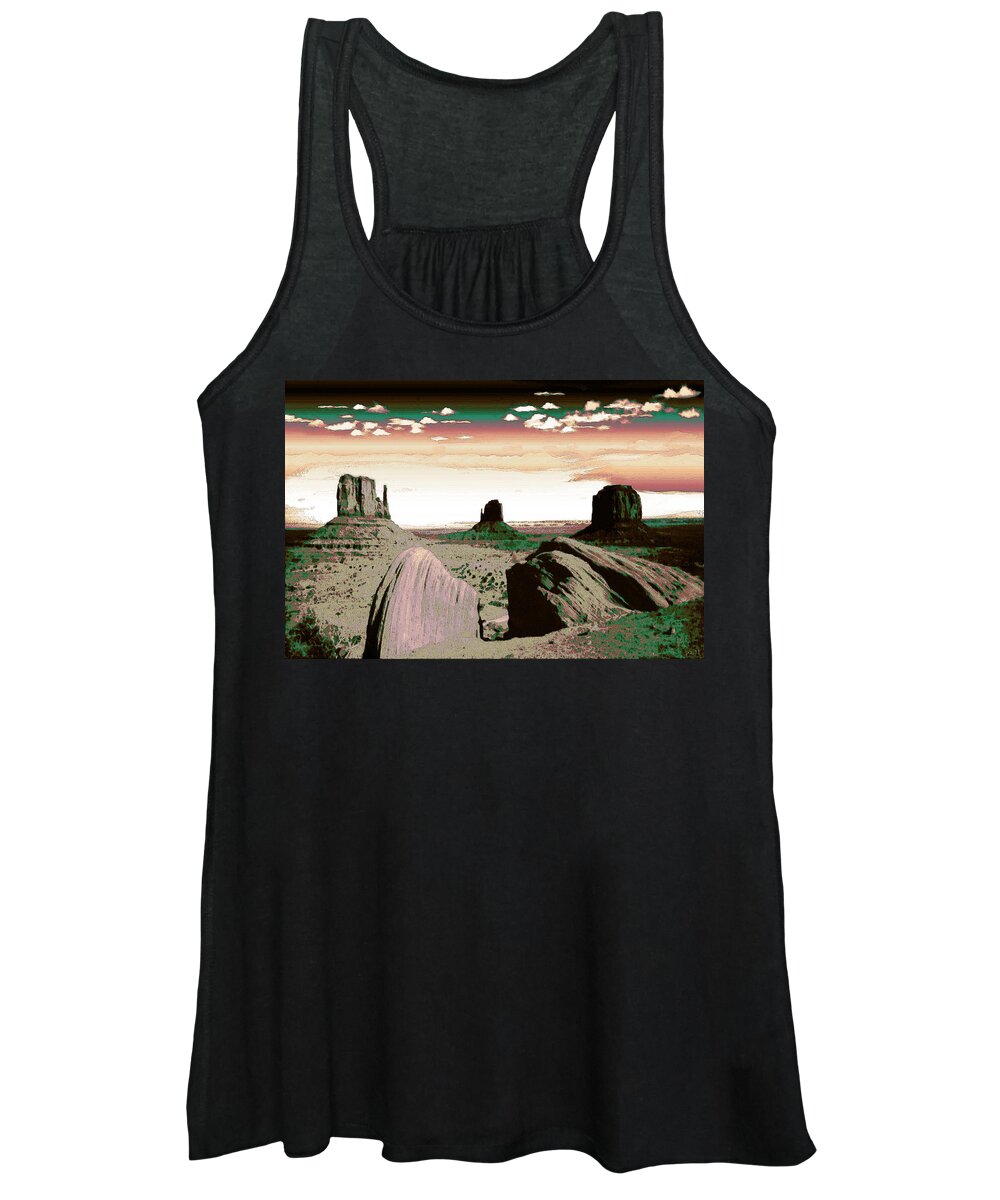 Monument+valley Women's Tank Top featuring the painting Monument Valley Arizona - Fantasy Artwork by Peter Potter
