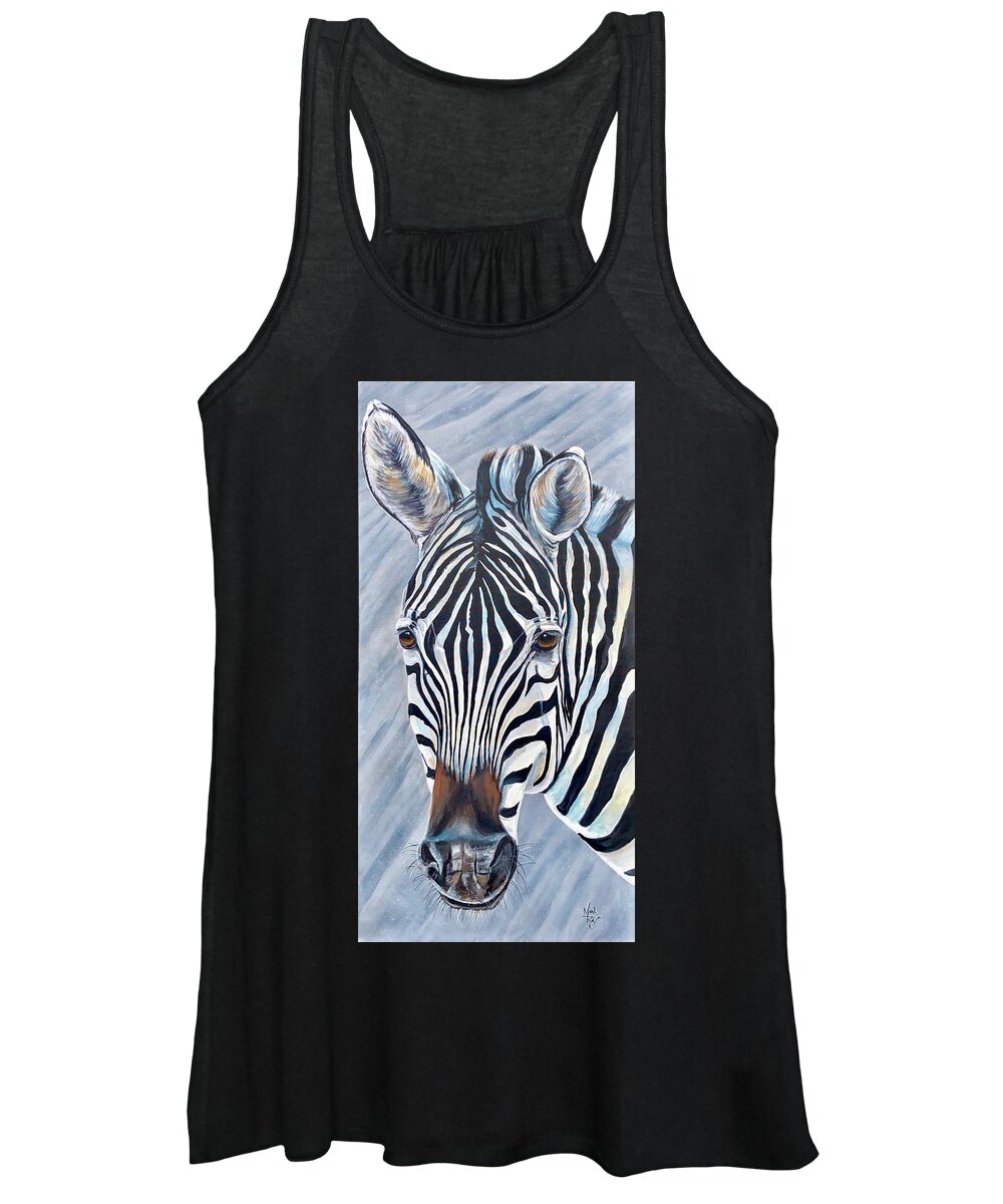 Zebra Women's Tank Top featuring the painting Stripes by Mark Ray