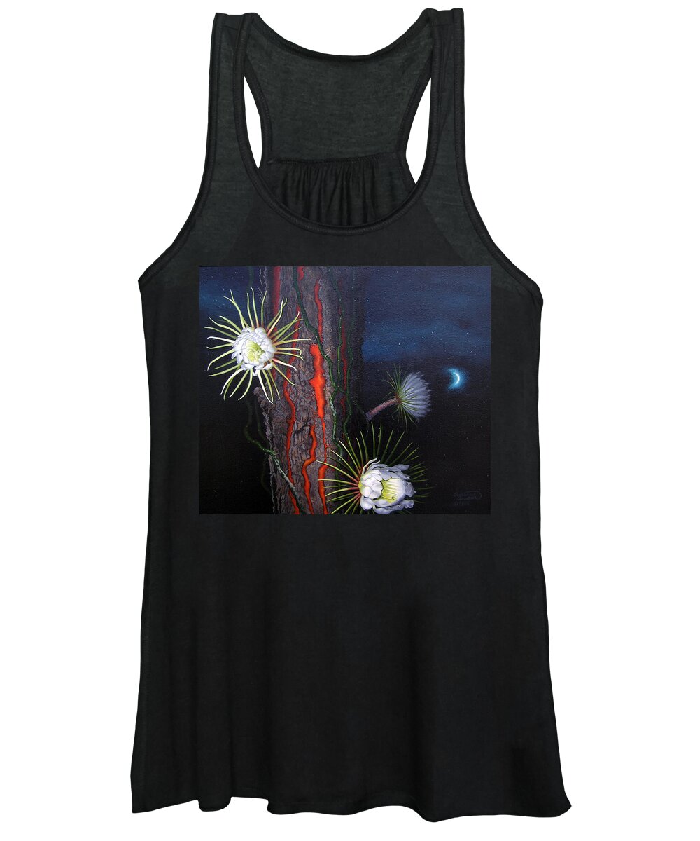 Back Yard Women's Tank Top featuring the painting Night Blooming Cereus by Adrienne Dye