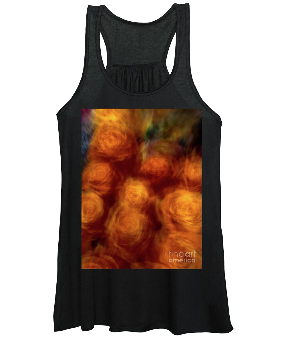 Abstract Women's Tank Top featuring the photograph Orange rose flower abstract by Phillip Rubino