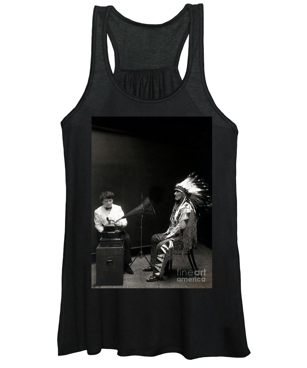 Indian Women's Tank Top featuring the photograph Piegan Indian Mountain Chief by Carlos Diaz