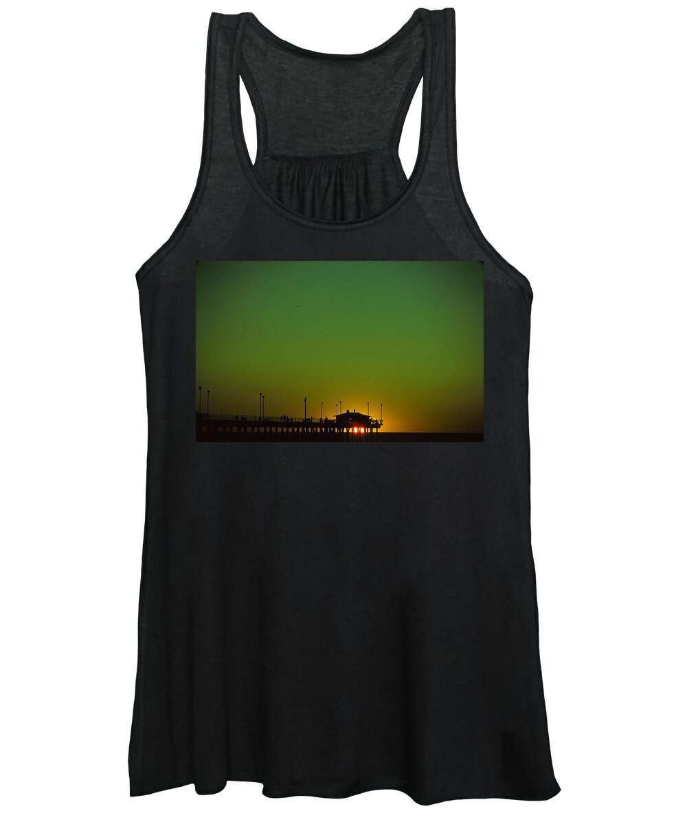 Sunset Women's Tank Top featuring the photograph Pier At Sunset by Marty Klar