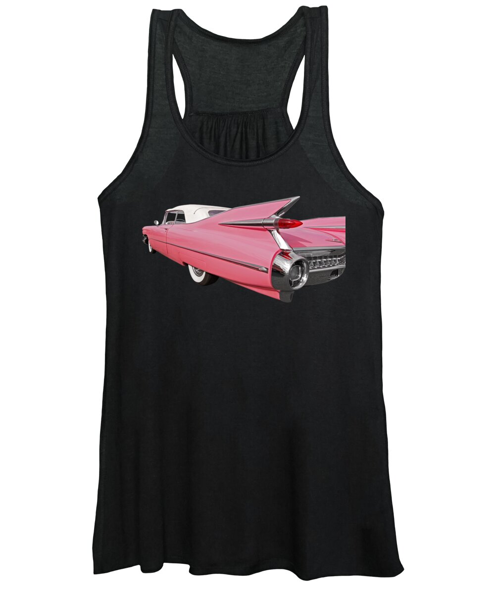 Cadillac Women's Tank Top featuring the photograph Pink Cadillac Tail Fins At Sunset by Gill Billington