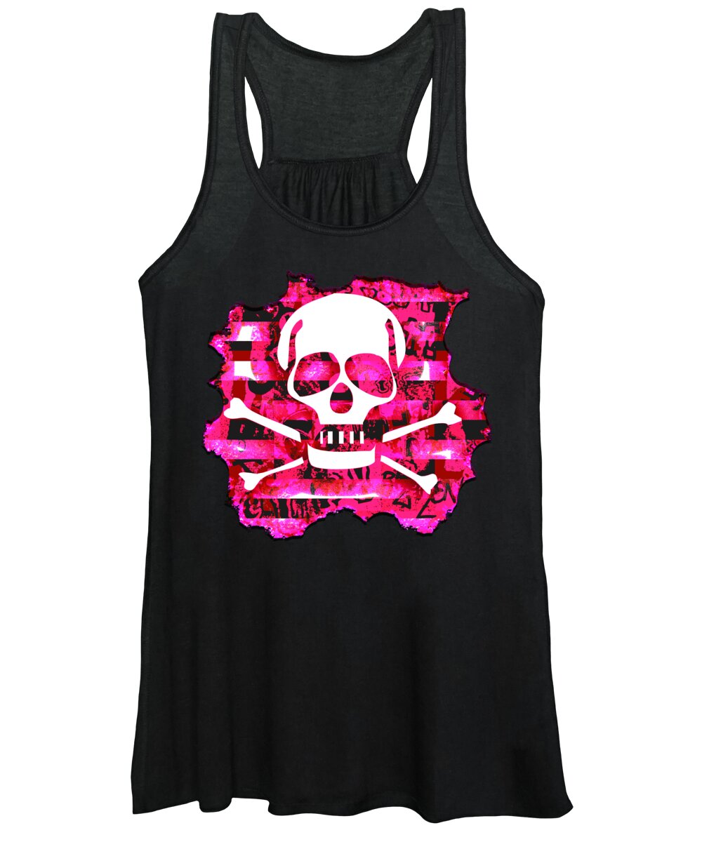 Skull Women's Tank Top featuring the digital art Pink Skull Crossbones Graphic by Roseanne Jones