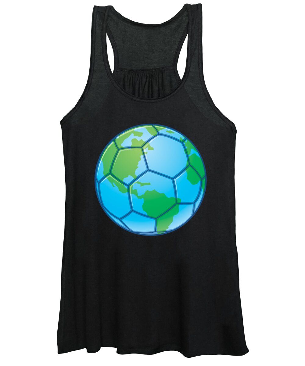 Vector Women's Tank Top featuring the digital art Planet Earth World Cup Soccer Ball by John Schwegel