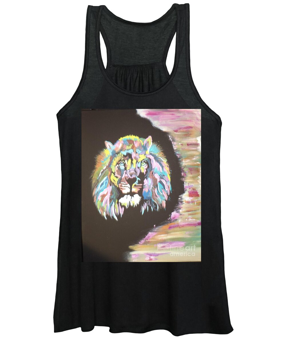 Lion Women's Tank Top featuring the painting Psychedelic Lion # 80 by Donald Northup