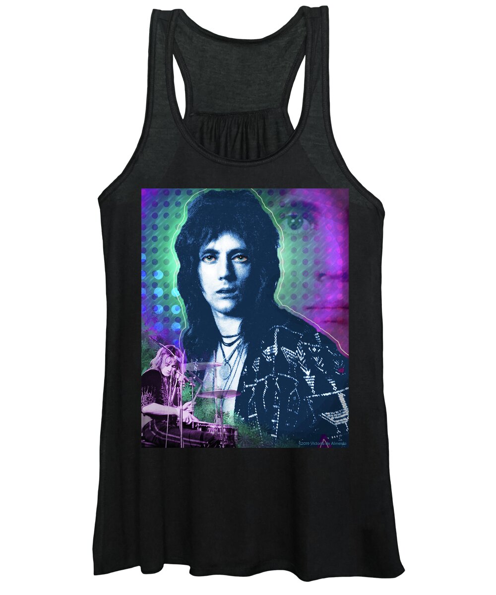 Roger Taylor Women's Tank Top featuring the painting Queen Drummer Roger Taylor by Victoria De Almeida