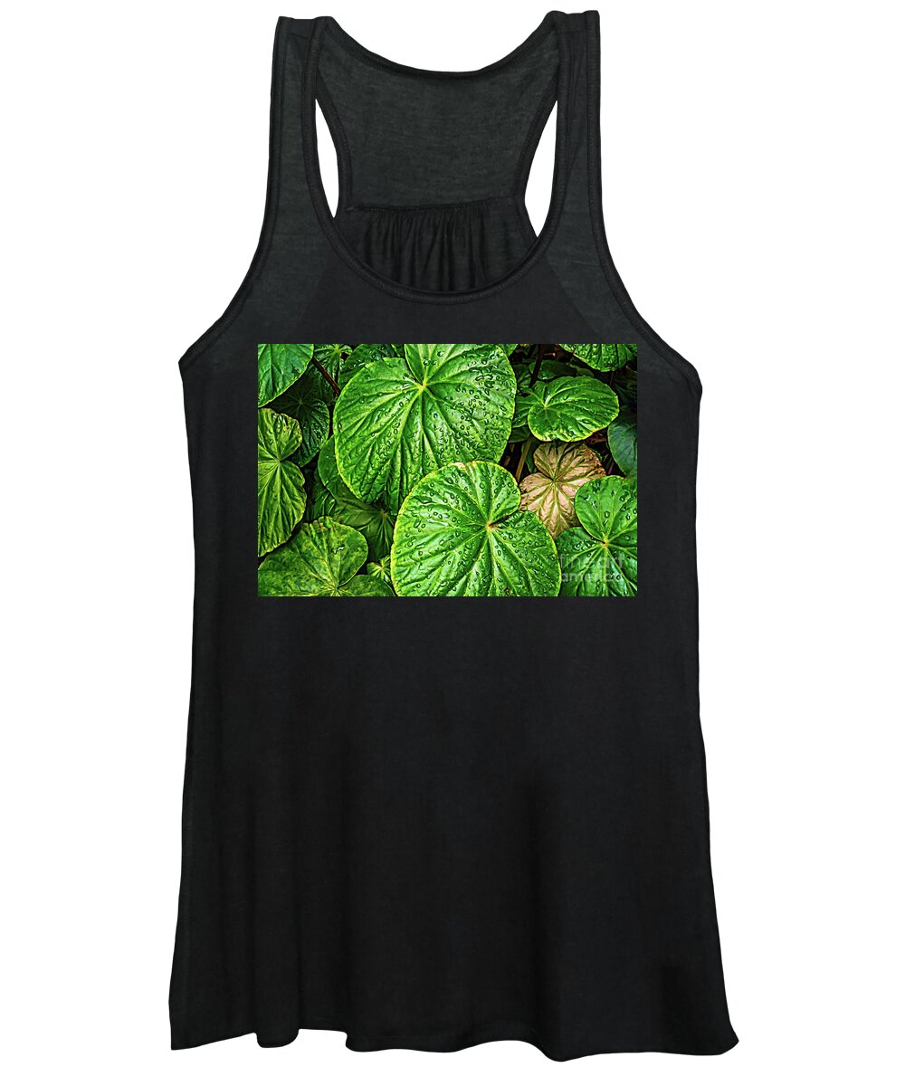 Colors Women's Tank Top featuring the photograph Raindrops on Green Leaves by Roslyn Wilkins