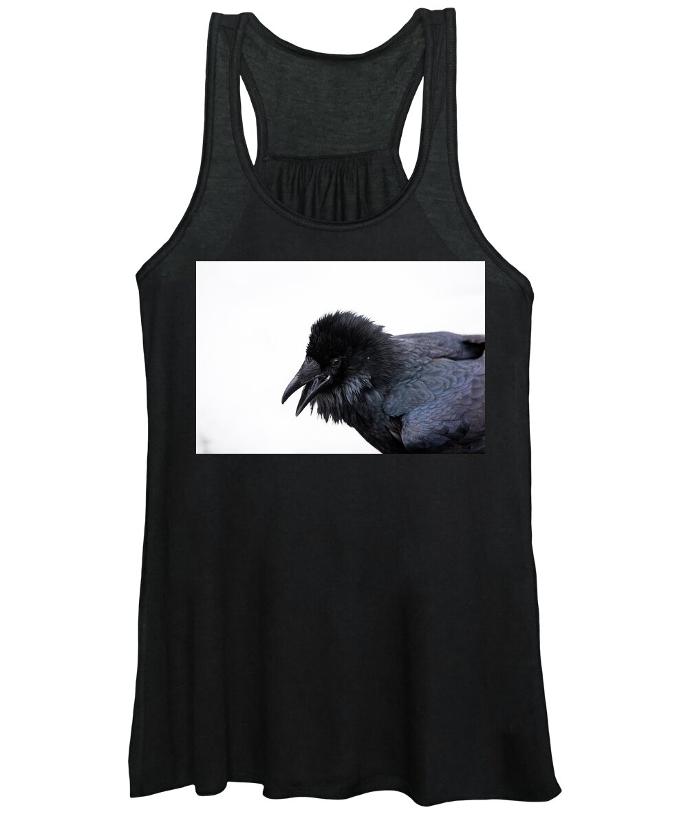 Raven Women's Tank Top featuring the photograph Raven 3 by David Kirby