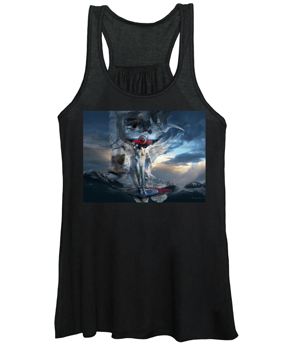 Angel Women's Tank Top featuring the digital art Red Eye of Despair or Romantic Jealousy Desolation by George Grie