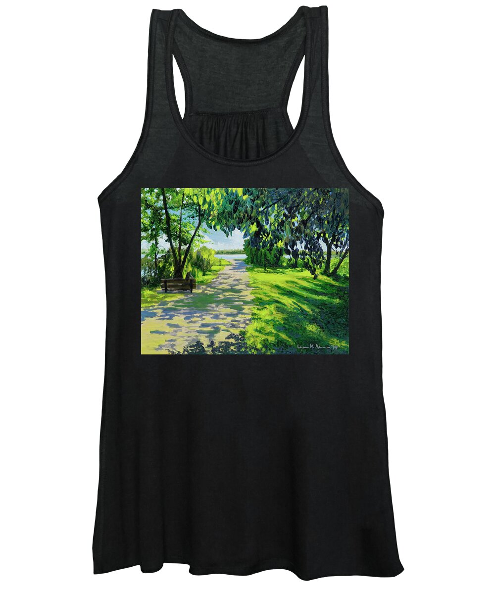 Landscape Women's Tank Top featuring the painting Reflection By The Lake by Lynn Hansen