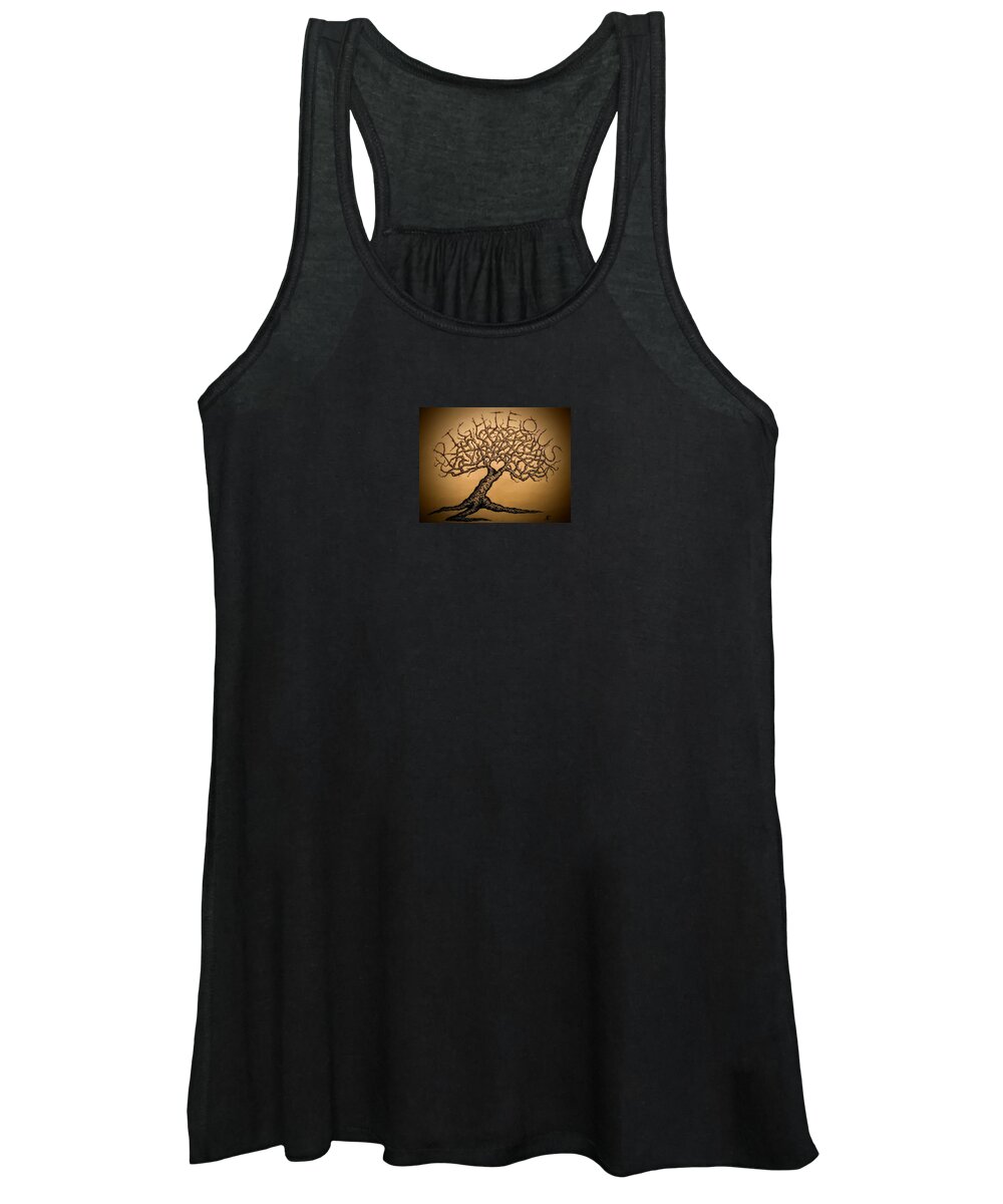 Righteous Women's Tank Top featuring the drawing Righteous Love Tree by Aaron Bombalicki