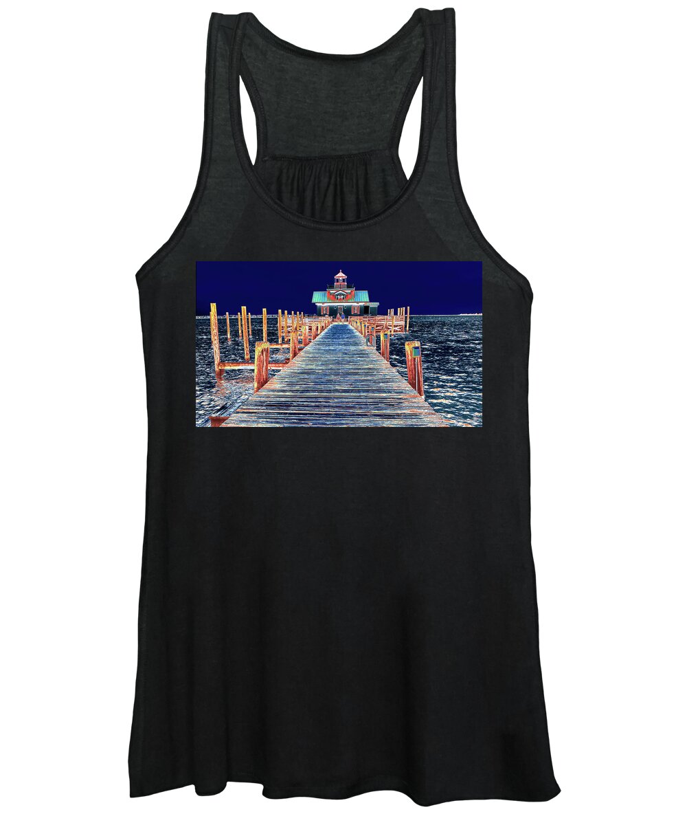 Landscape Women's Tank Top featuring the photograph Roanoke Marshes Lighthouse by Bearj B Photo Art