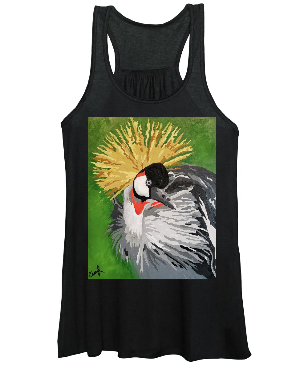 Crane Women's Tank Top featuring the painting Royalty Wears A Crown by Cheryl Bowman