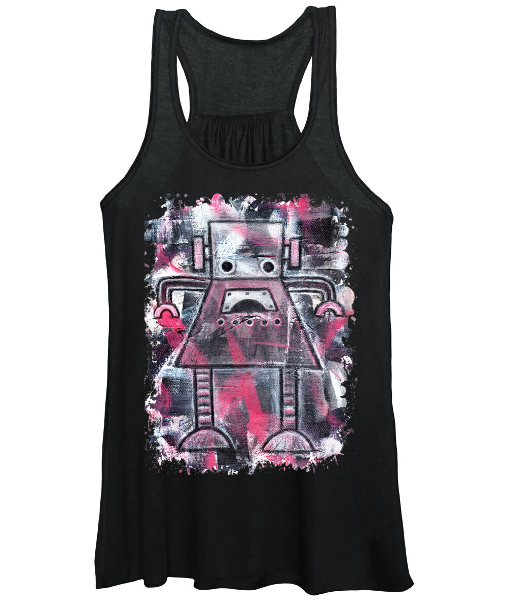 Robot Women's Tank Top featuring the painting Ruby Robot Graphic by Roseanne Jones
