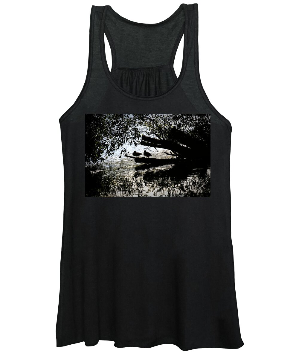 Silhouette Ducks Women's Tank Top featuring the photograph Silhouette Ducks #h9 by Leif Sohlman