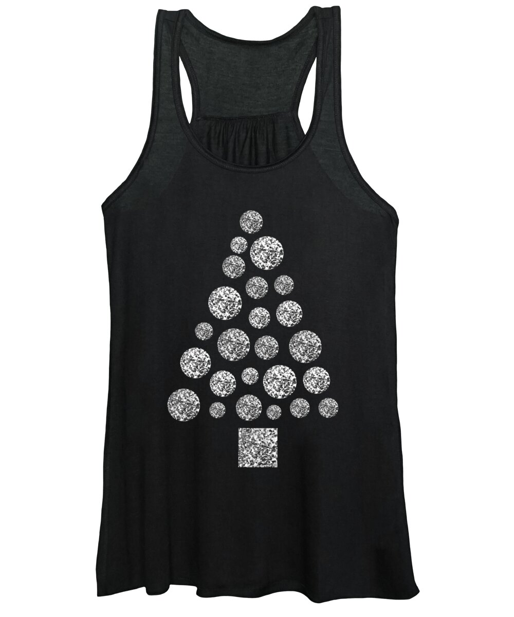 Christmas Women's Tank Top featuring the digital art Silver Sequined Christmas Tree by Rachel Hannah