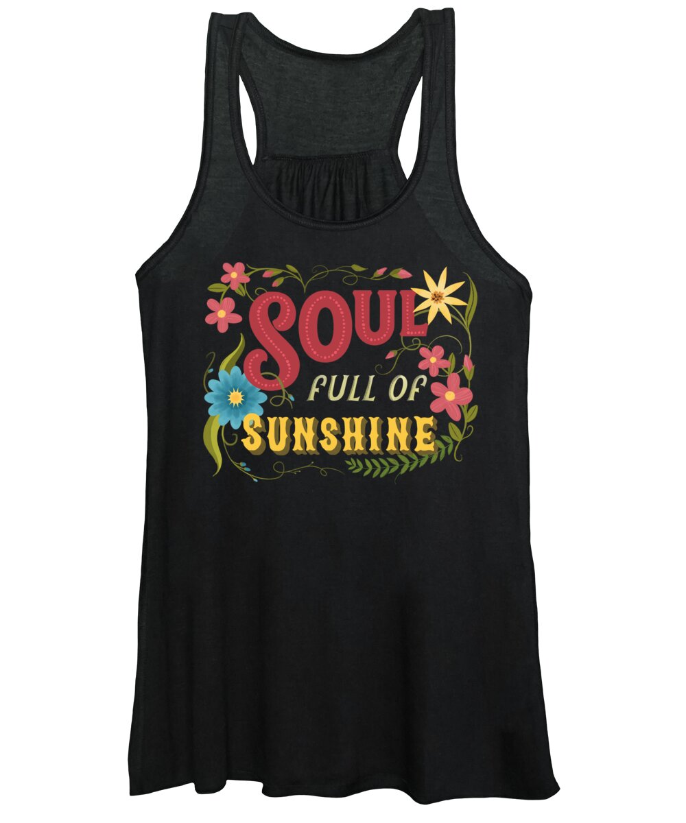 Sunshine Women's Tank Top featuring the painting Soul Full Of Sunshine Vintage Floral Sign by Little Bunny Sunshine