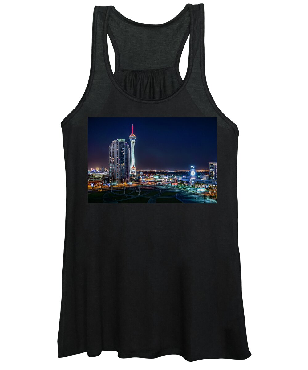 Las Vegas Women's Tank Top featuring the photograph Stratosphere Hotel And Casino Las Vegas Nevada Photograph by Dave Morgan